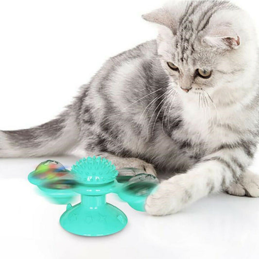 New Windmill Cat Toys Fidget Spinner for Kitten with LED and Catnip Ball